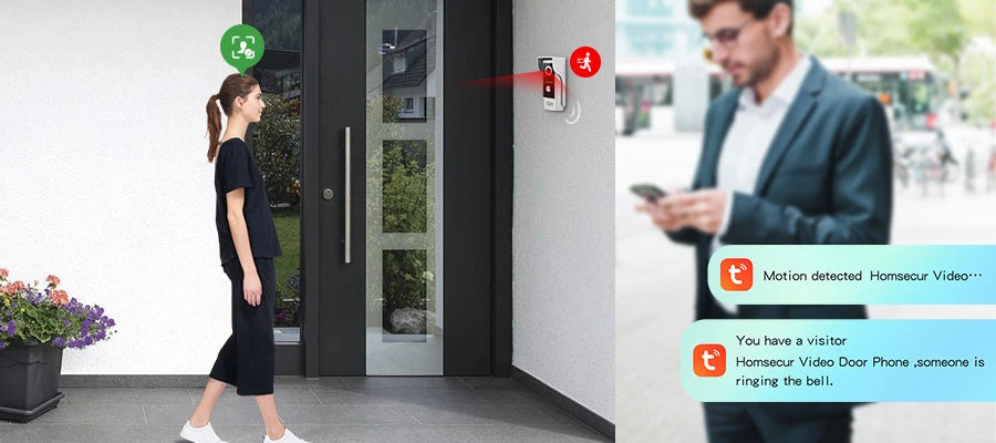 HOMSECUR 7" WIFI HD Video Door Phone Intercom Doorbell Tuya App Remote Control Door Unlock Auto Recording
