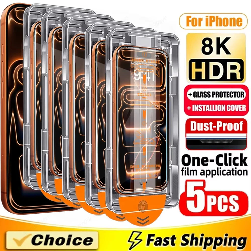 Oleophobic Coating Tempered Glass For iPhone 18 17 Pro Max 16 15 14 Plus Air 13 12 Mini 11 Dust Free Install Screen Protector