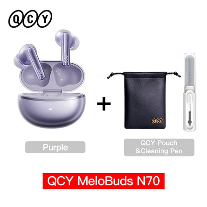 QCY HT18 MeloBuds N70 Wireless Earphones Bluetooth 6.0 Hi-Res with LDAC Audio Earbuds Hybrid ANC Dual Driver Headsets 50Hrs IPX5