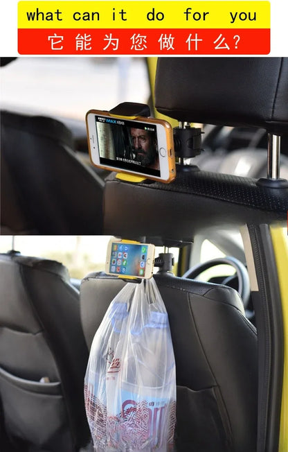 Universal Car Headrest Phone Tablet Holder Rear Seat Mount Stand Adjustable Hanging Hook for Mobile Phone iPad
