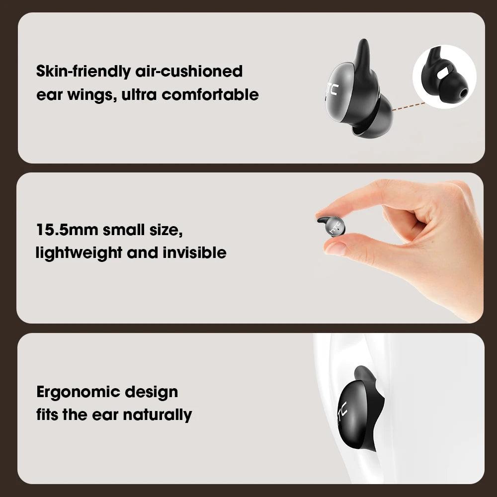 HTC NE90 TWS Sleep Bluetooth Earphones Wireless Bluetooth 5.3 Stereo Headphones Mini Sleeping Earbuds Long Battery Touch Control