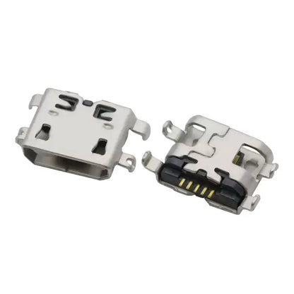 10PCS Micro USB Android Female Charging Socket, Flat Edge Crimped Type, 5Pin, 4 Mounting Pins, SMD & DIP Tail Connector