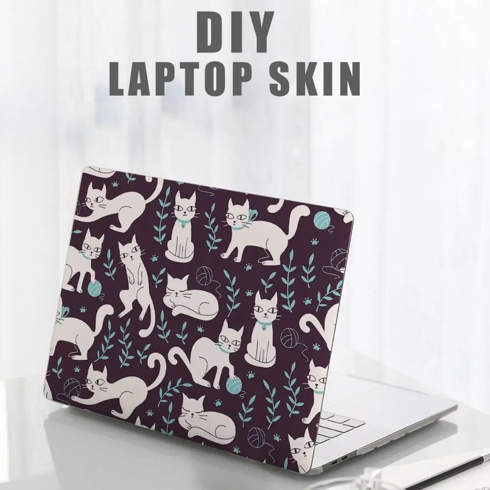 DIY 15inch Laptop Stickers Skins Cute Cat A+C Side Notebook Computer Cover Skin for Macbook /HP / Dell / Lenovo / Acer / ASUS