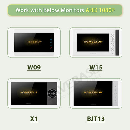 4 Wire M1 HD Doorbell Camera Surface Mount 120° View Angle ONLY for  HOMSECUR 1080P Video Door Phone Intercom Home Security