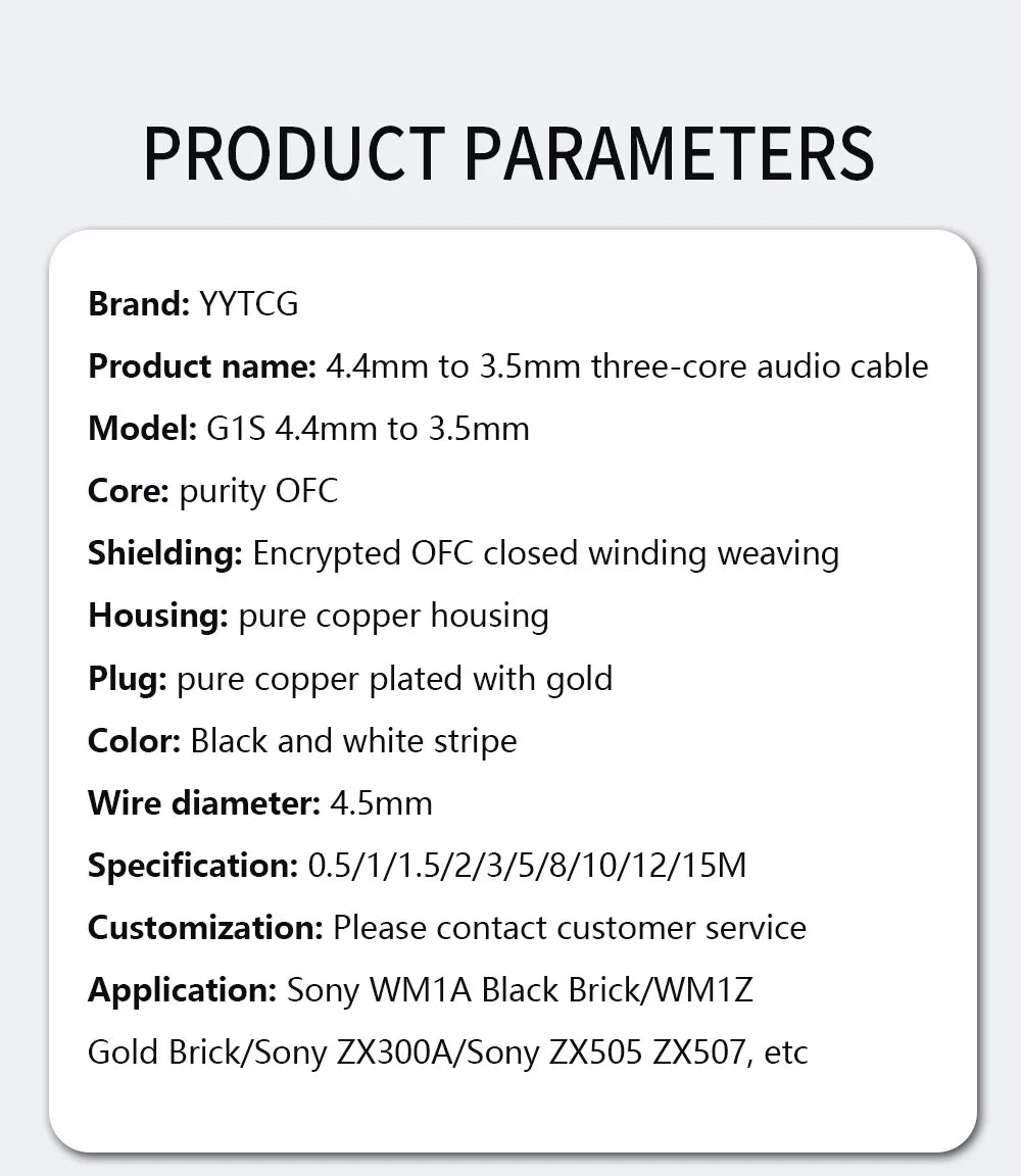 YYTCG 4.4mm Balanced to 3.5mm AUX Audio Cable OFC Male to Male HIFI Interconnect Cord For Audio Player DAC Amplifier Headphone