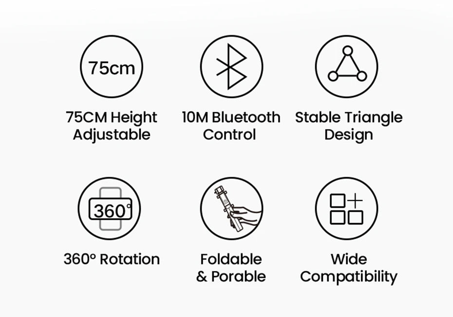 【New-in Sale】UGREEN Bluetooth Selfie Stick Tripod Stand 750mm Extended 10m Bluetooth Remote Shutter Universal For IOS Android