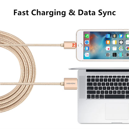 Smart Led Light Fast Charging USB Braided Cable For iPhone 11 12 13 Mini 14 Pro Max X XR XS Max 6S 7 8 Plus USB-A Data Cable 1m