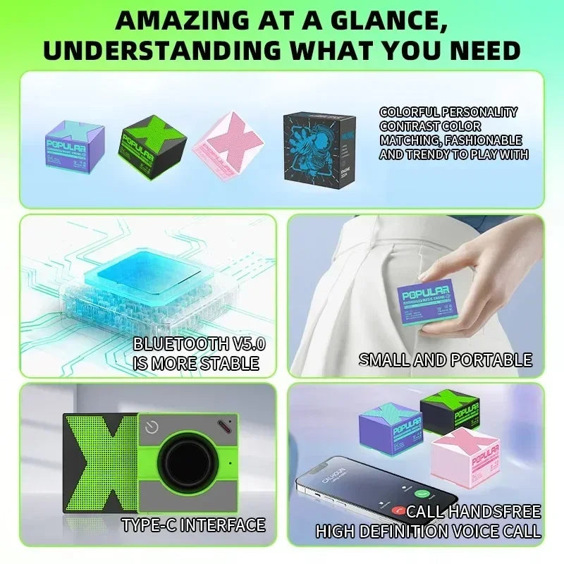 Mini Bluetooth Speaker Wireless Loudspeaker Crack LED SD Card USB Subwoofer Portable MP3 Music Sound Column for PC Mobile Phone
