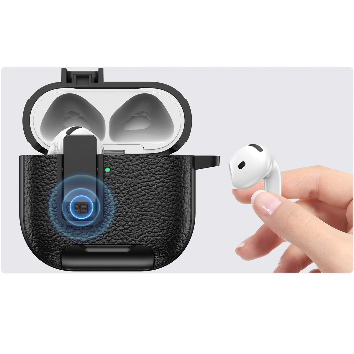2025 New For AirPods 4 Case Latch wireless Bluetooth earphone Accessories Cover dermatoglyph Mobile phone holder switch Cases 3D