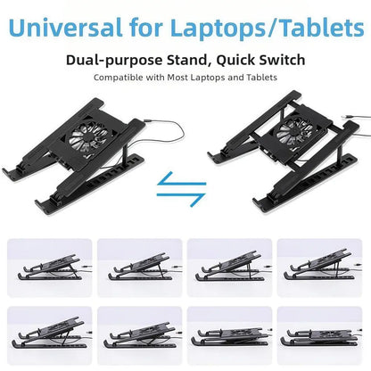Universal Laptop Cooling Stand Adjustable with Fan Laptop Lift Stand Multi-High Adjustment Portable TabletPC Hanging Holder