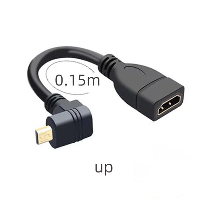 15cm up down Right Left Angled HDMI-Compatible Cable Micro HD Male to HD Female Adapter Connector for HDTV