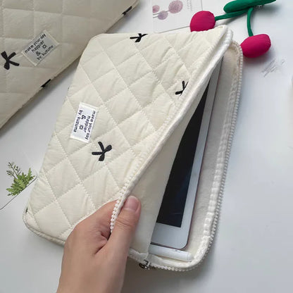 New Bowknot Fluffy Laptop Bag 11/13/15In Shockproof Tablet Sleeve Case Printing Computer Cover Bag for iPad Tablet Protection