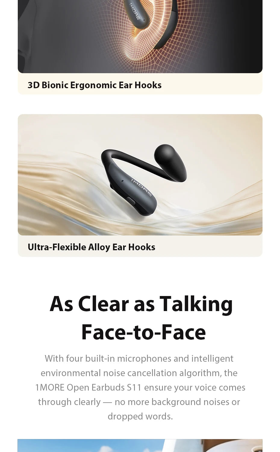 1MORE S11 Open-Ear Wireless Earphones Ultra-Thin Design Ear-Hook Earbuds Bluetooth V6.0 IPX5 28H Playtime