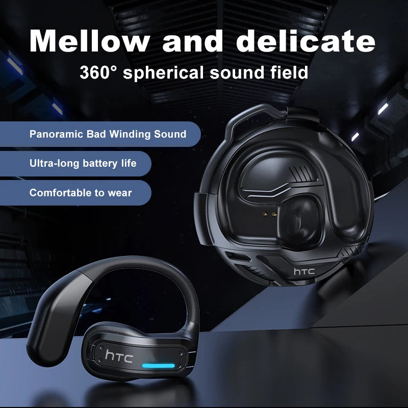 AI Translator Earphone HTC NE02 Open Ear Wireless Bluetooth Headphones Hifi Sound Quality Low Lacenty Sport Earbuds With Mic