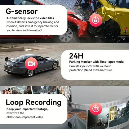 4 Lens Dash Cam 1080P Full HD 360 All Around View Car DVR 3 16 Inch IPS Screen Dashboard Camera Super Night Vision G Sensor Loop Recording Support Laptop Connection Professional Vehicle Driving Recorder Complete Interior Exte
