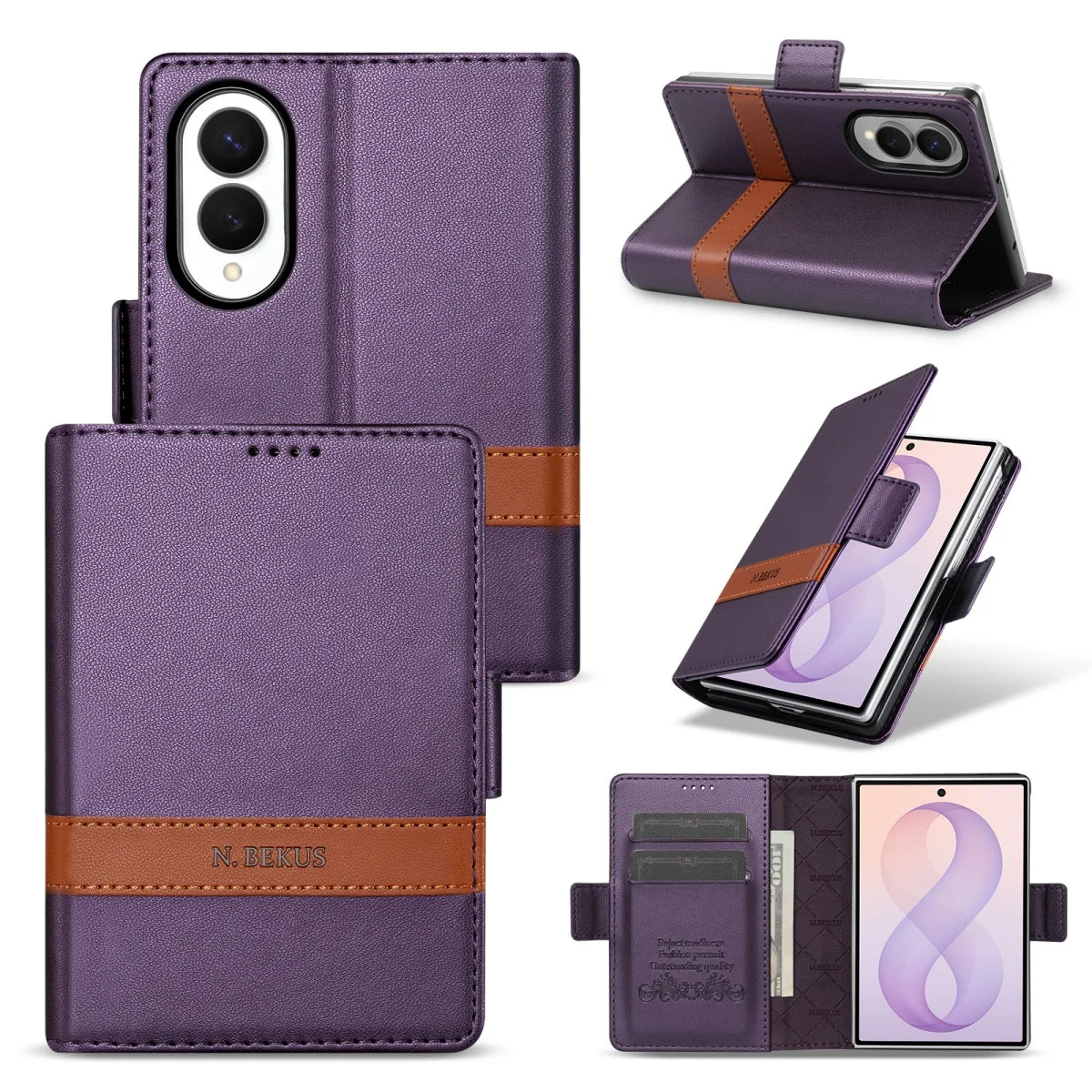 Business Luxury Leather RFID Wallet Card Solt Phone Case for Samsung Galaxy Z Fold8 Ultra Fold 4 5 6 7 8 Flip Protective Cover