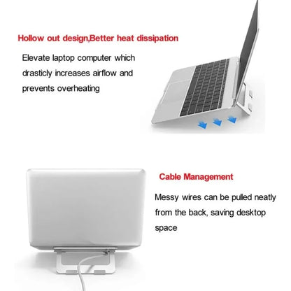 Ergonomic Aluminum Alloy Laptop Stand Foldable Adjustable Desktop Riser Cooler Bracket for 10-17 Inch MacBook Notebook PC Holder