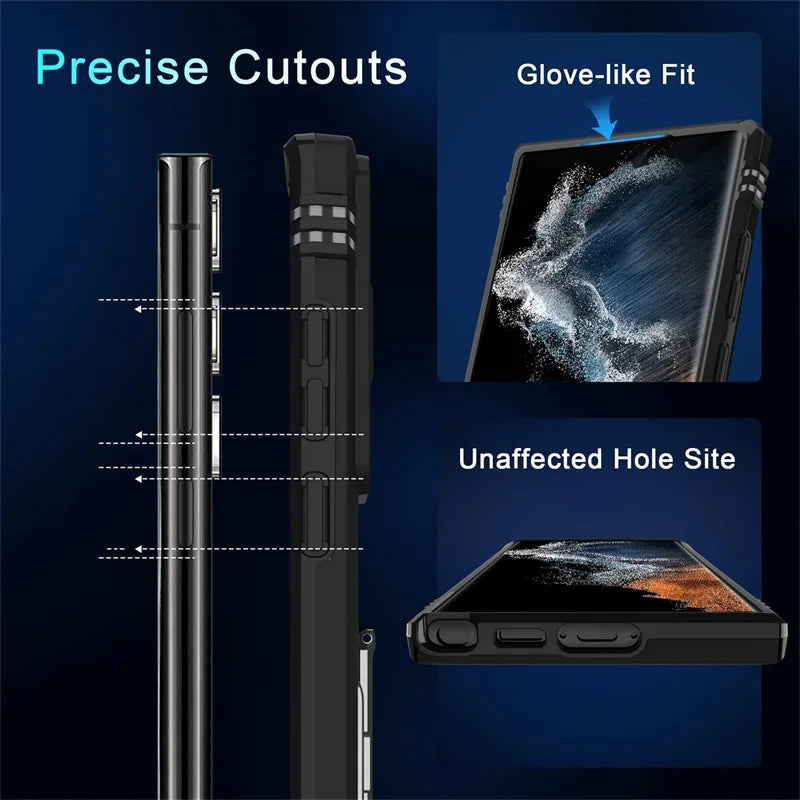 Rotating Ring Stand Slide Camera Lens Military Grade Armor Case For Samsung Galaxy S26 S25 S24 S23 S22 S21 Ultra Plus FE Cover
