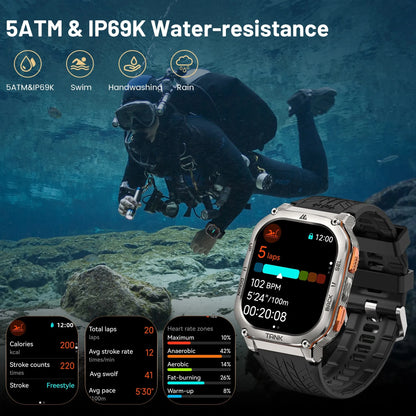 KOSPET TANK M3 Ultra GPS Smart Watch for Men Stainless Steel 5ATM Waterproof Bluetooth Call  24/7 Health Monitor for Android iOS