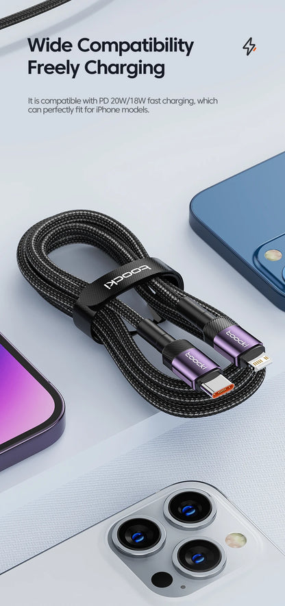 Toocki PD 20W USB C To Lightning Cable For iPhone 14 13 12 11 Pro XS 8 Type C To Lightning Cable Data Wire Fast Charging Cable