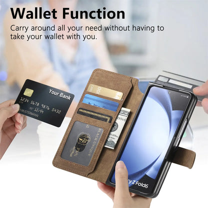2 in 1 Detachable Cards Solt Wallet Flip Book Case For Samsung Galaxy Z Fold 6 5 5G Fold6 Fold5 Removable Bag Magnetic Cover