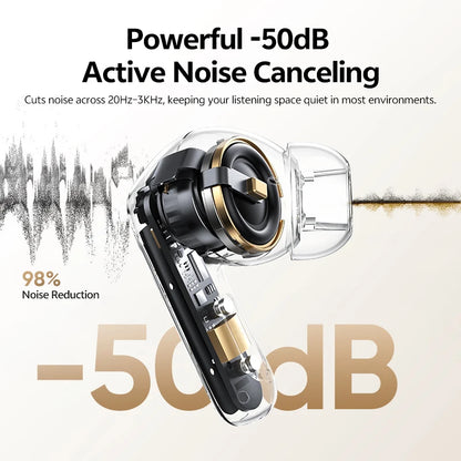 QCY MeloBuds N20 Wireless Bluetooth 6.0 Earphone 13mm Drivers -50dB Adaptive Hybrid Noise Cancelling Earbud 40Hrs HT20 Headphone