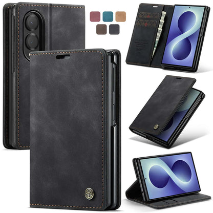 Shockproof Leather Case for Samsung Galaxy Z Fold 8 Flip Wallet Folio Card Holder Magnetic Clasp Protective Cover with Stand