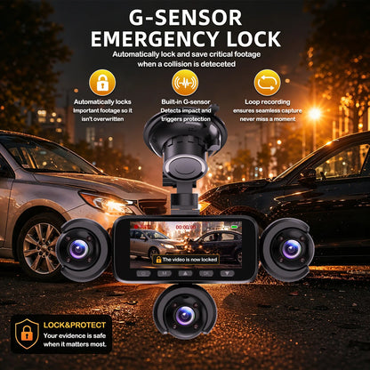 BCUOZ 360° Dashcam 5-Lens 1080P Front 720P Rear Left Right Car Cameras Super Night Vision G-Sensor WDR Loop Recording 12-24V Plug Power Supply Optional 64GB Memory Card