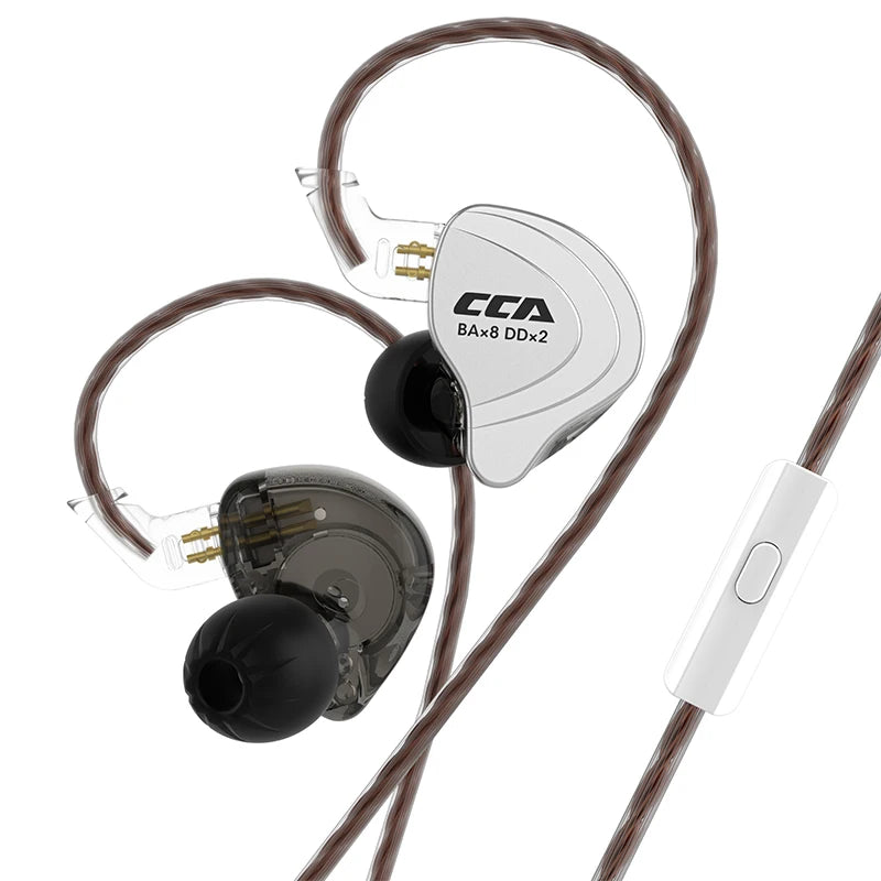 CCA-C10 HiFi Headphones 4BA+1DD Hybrid Technology Music Sports Gaming Earphones Detachable Cable 2pin 0.75mm Wired Earbuds