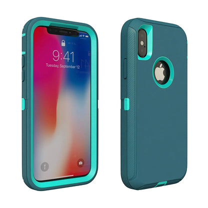 3 in 1 Armor Shock Proof Case for iPhone X XS MAX XR Defender Clip Case for iPhone 16 15 14 13 12 11 Pro Max Mini 6 6s 7 8 plus