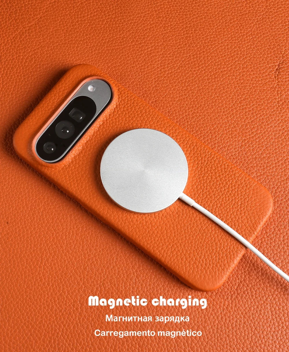 Luxury Magnetic Genuine Leather Case for Google Pixel 10Pro 9 7A 8 6 Full Protection Magnet for Magsafe Cases Shockproof Cover
