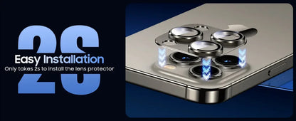 1Pcs Metal Camera Len Protector For IPhone 15 16Pro Max Aluminum Alloy Tempered Glass Cover Screen Protector For IPhone 15 16Pro