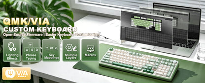 YUNZII B98 PRO QMK/VIA Wireless Mechanical Keyboard, 96% Layout Custom Gaming Keyboard, Hot-Swap Gasket RGB Keyboard for Win/Mac