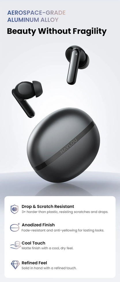 HAYLOU Flowbuds N50 ANC Bluetooth 6.0 Wireless Earphones Active Noise Cancellation 6 Mics AI Claer Call Earbuds 32H Playtime