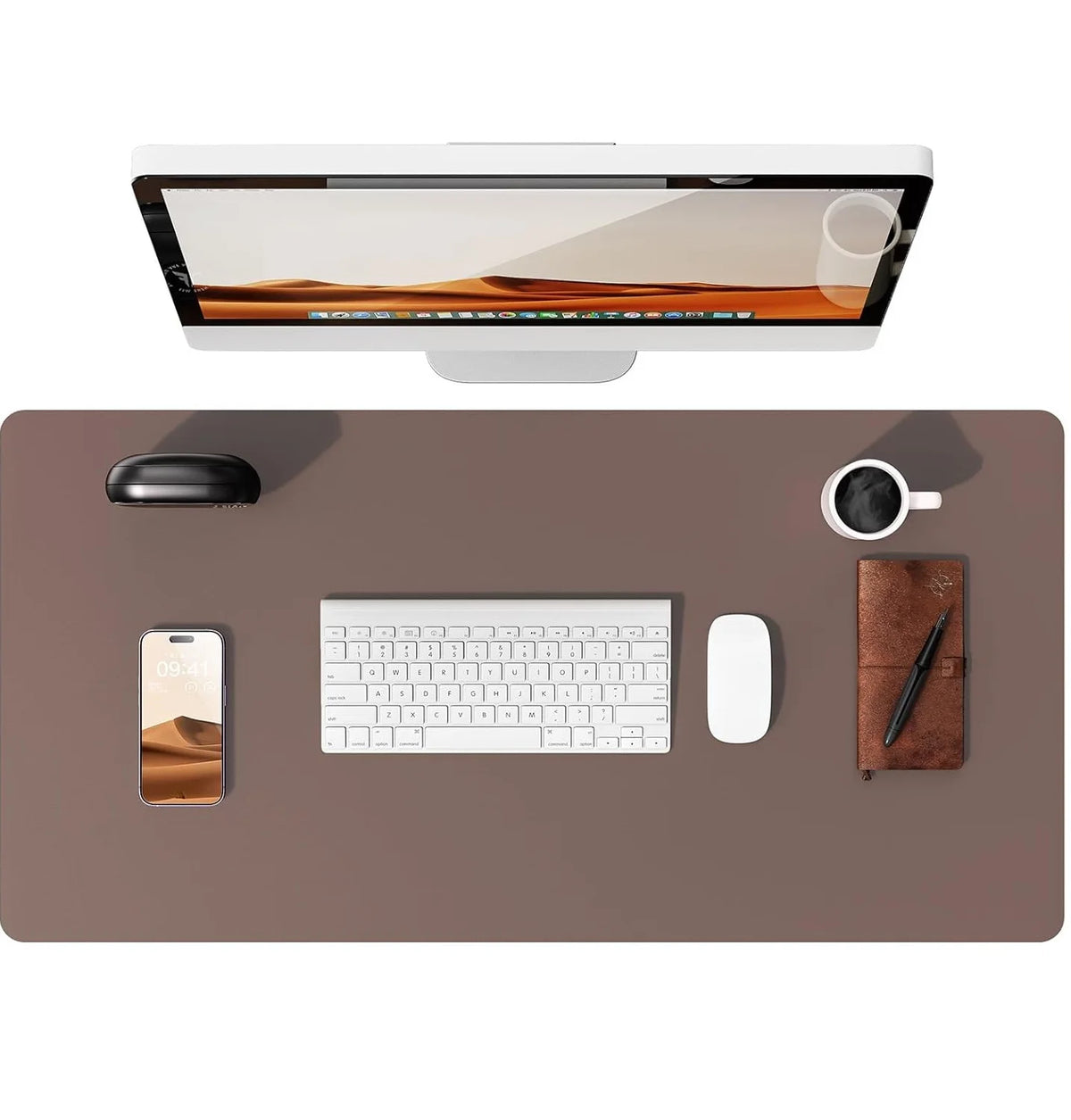 Large Mouse Pad,Office Desk Mat, Leather Desk Pad Protector, Non-Slip PU Leather Desk Blotter, Laptop Desk Pad