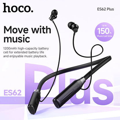 HOCO ES62 Plus Neck Band Bluetooth Earphones Wireless Headsets 150 Hours Use Sports Running Hifi Sounds Support TF Card Playback