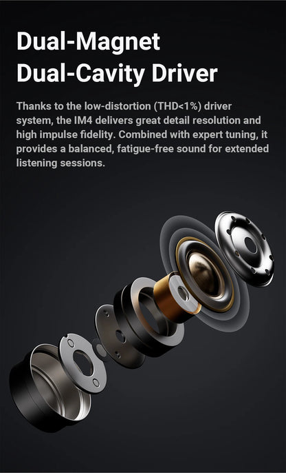 Fosi Audio IM4 Hifi Wired Earphones Open-Back Dynamic Drivers IEM Headphones For Music Monitoring Gaming Earbuds