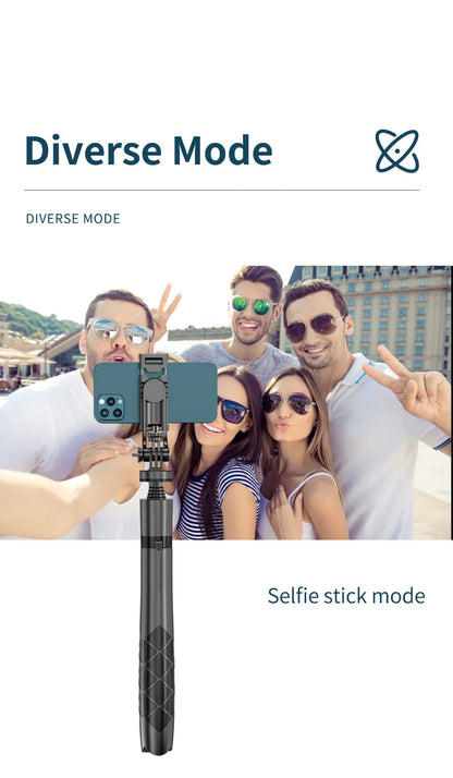 1.55m Extendable Wireless Selfie Stick Tripod with Bluetooth Remote for iPhone Android GoPro,360°Rotation Phone Stand for Videos