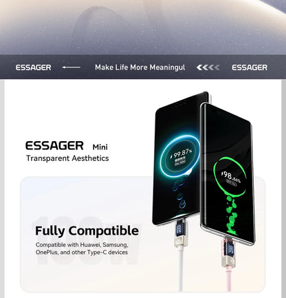 Essager 240W USB C Cable for iPhone 18 17 16 Plus Pro Max Macbook iPad Supercharge Fast Charger Type C Cable for Xiaomi Samsung