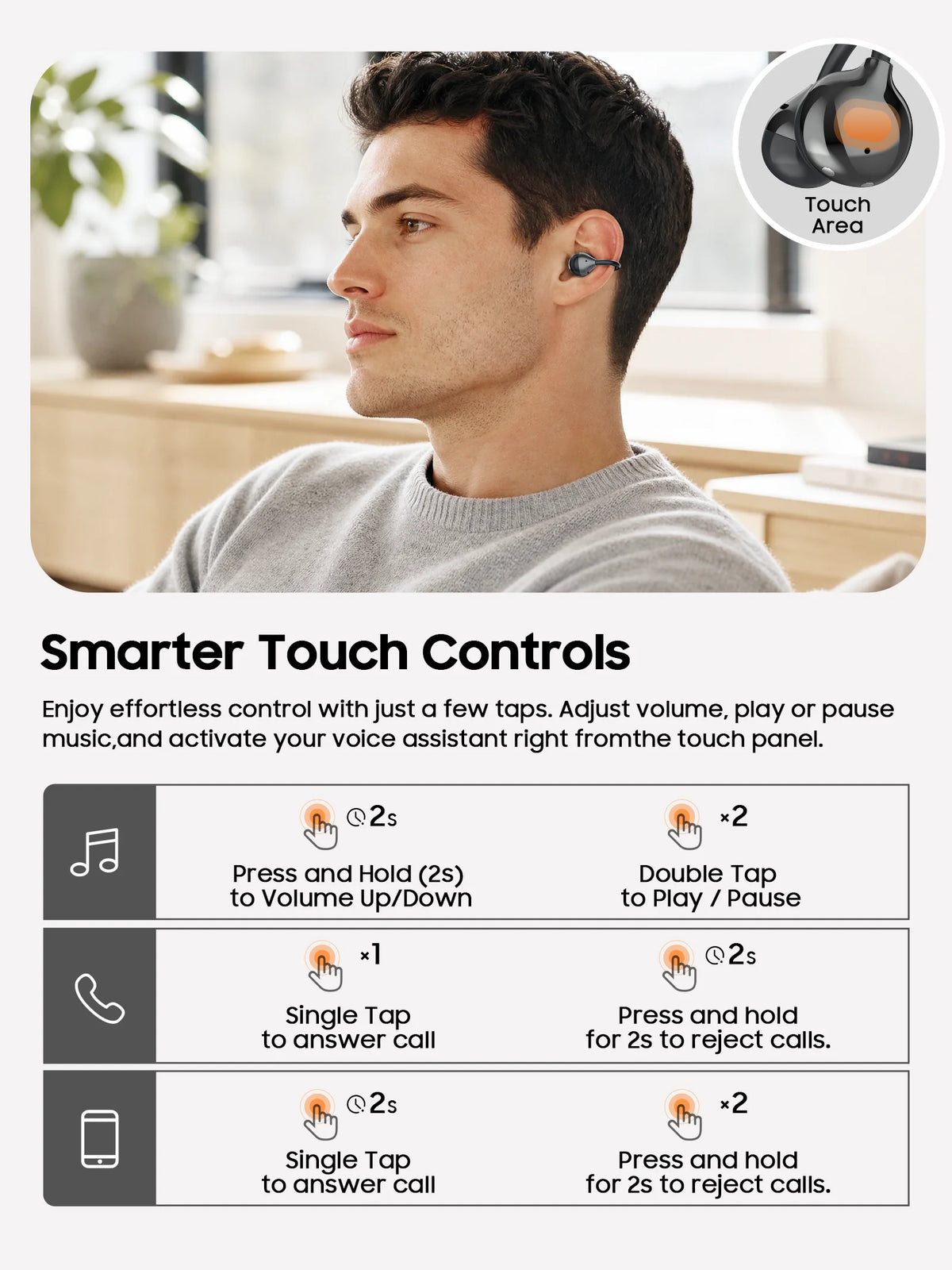 IMIKI SP2 Open Ear Clip on Sports Super Bass Earbuds Wireless Bluetooth 6.0 Earphones OWS Running Headphones Waterproof Ear Buds