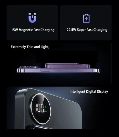 10000mAh Magnetic Wireless Power Bank 22.5W for MagSafe Fast Charging Portable Battery Charger Cases for iphone Samsung Xiaomi