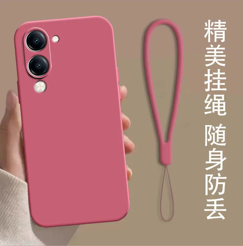 For VIVO Y29S Y19 5G Y04 Y19e 4G Case Simple Skin-friendly Silicone Lanyard Cover for VIVo Y29 s Anti-slip Shockproof Funda