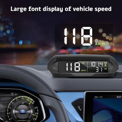 GPS Head Up Display Solar Digital Car Speedometer With Temperature/Altitude Over-Speed Fatigued Driving Reminder