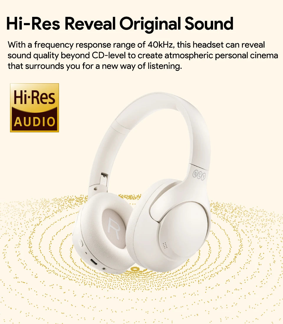 QCY H3 ANC Hi-Res Audio Wireless Bluetooth 5.4 Headphones Over Ear Headset 60Hrs 43dB Hybrid Active Noise Cancellation Earphone