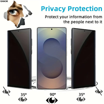 2Pcs Privacy Screen Protector For Samsung Galaxy S26 S24 S25 Plus S25 Ultra  S25 Edge Fingerprint Unlock Anti-spy Tempered Glass