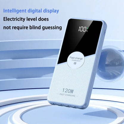 PowerBank 200000mAh Large Capacity with 4 Cables Fast Charging Portable Battery Charger for IPhone16 15 14 Samsung Xiaomi