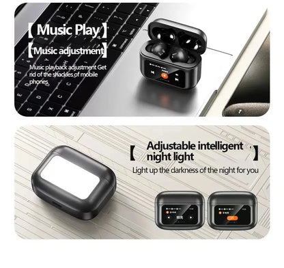 AWEI T56 ANC Wireless Bluetooth V 5.4 Earphones Noise Reduction Headphones Full-Color LED Touchscreen TWS Sport Headest With Mic