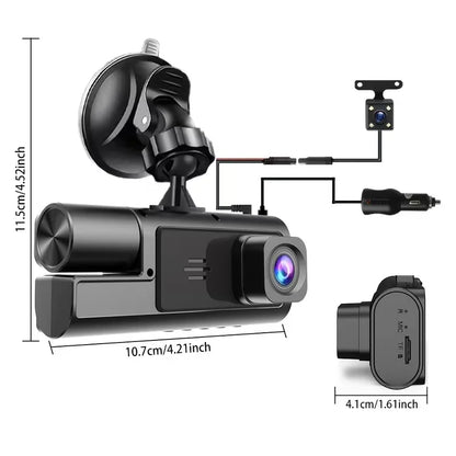 2 Camera Dash Cam W/ IR Night Vision Loop Recording & 2" IPS Screen 1080P ， DVR recorder, video recorder, Vehicle DVR