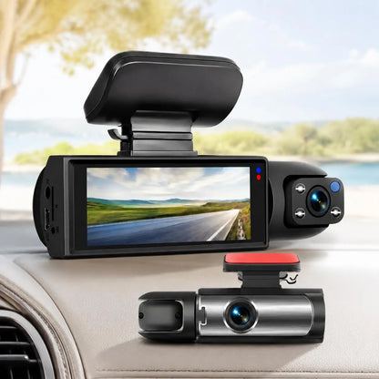 1080P HD Dual Lens Front and Rear Car Dash Cam Driving Recorder IR Night Vision G Sensor Parking Mode Motion Detection Three Point One Six Inch IPS Screen Wide Angle Loop Recording Supports One Hundred Twenty Eight GB Max H26