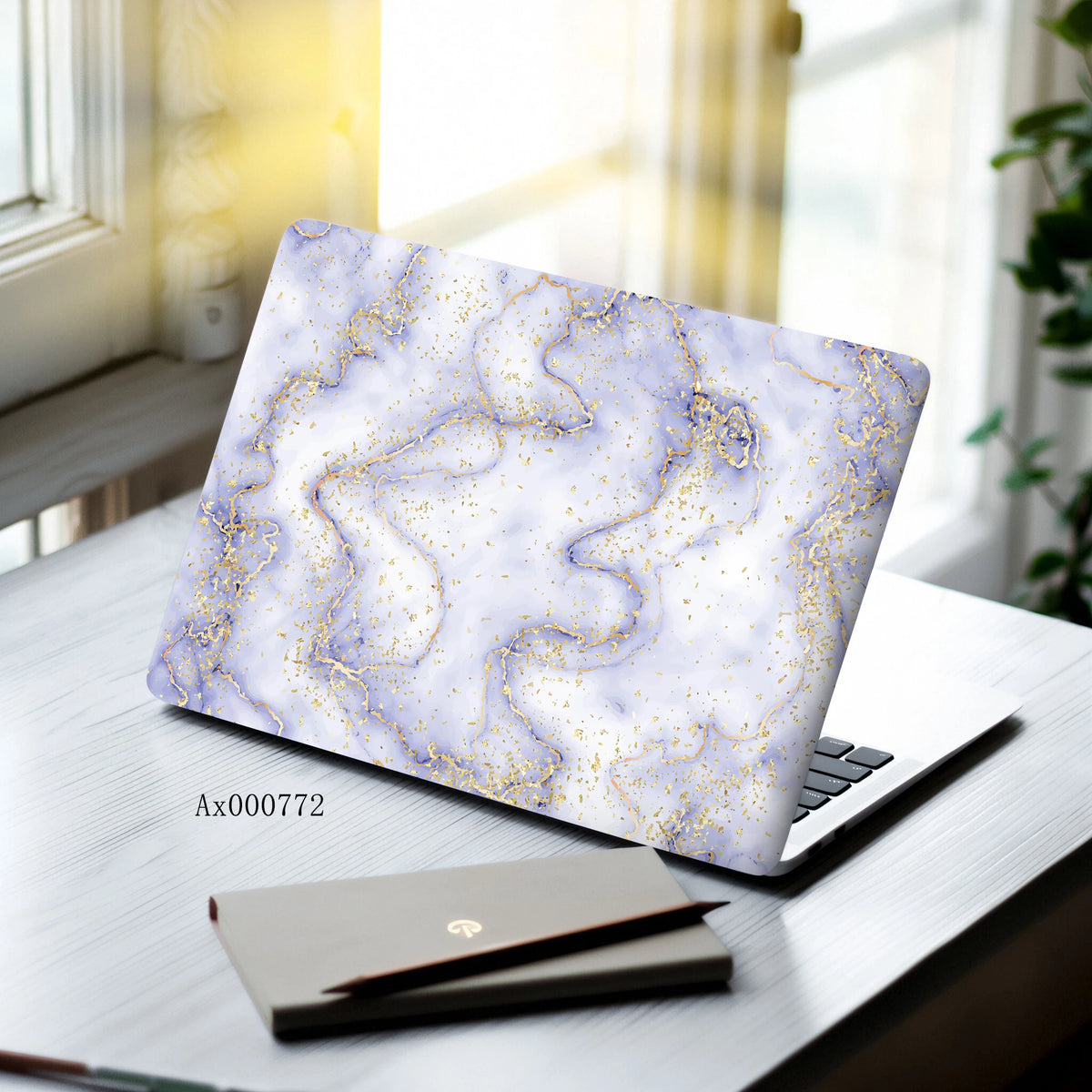 2pcs Luxury Rose Gold Marble Laptop Sticker Self-Adhesive Anti-Scratch Skin MacBook Notebook PC Keyboard Waterproof Skin Decor